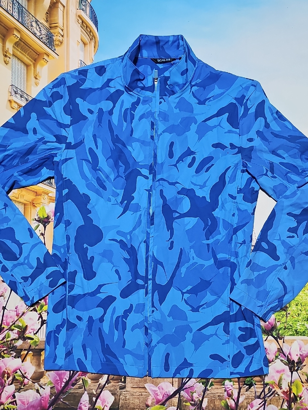 Scales Camouflage Blue Full Zip Jacket Size Small NWT